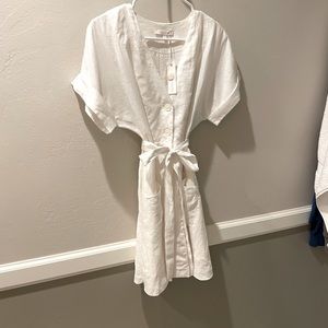 Olivaceous White Linen Dress